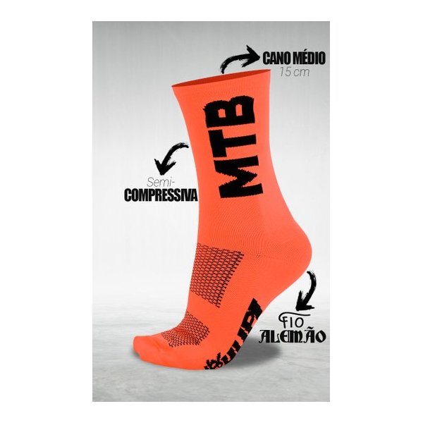 meia hupi mtb 2 laranja neon 11644