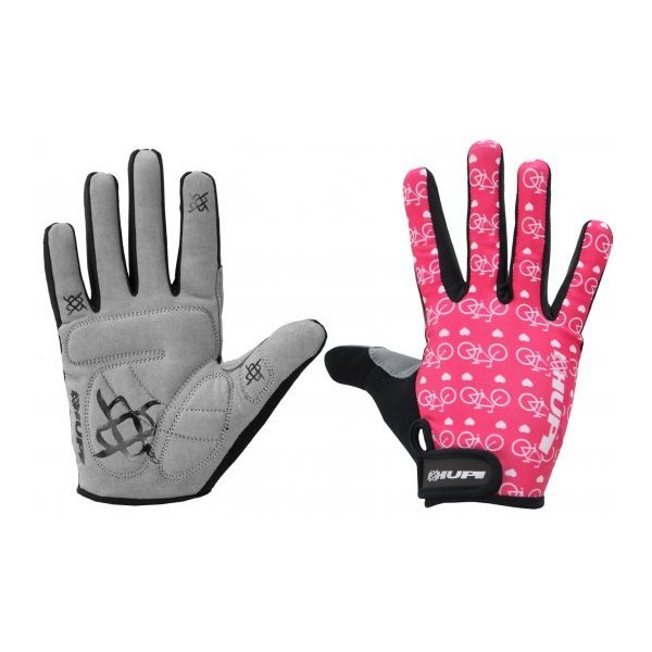 luva hupi dedo longo love bike rosa 8710