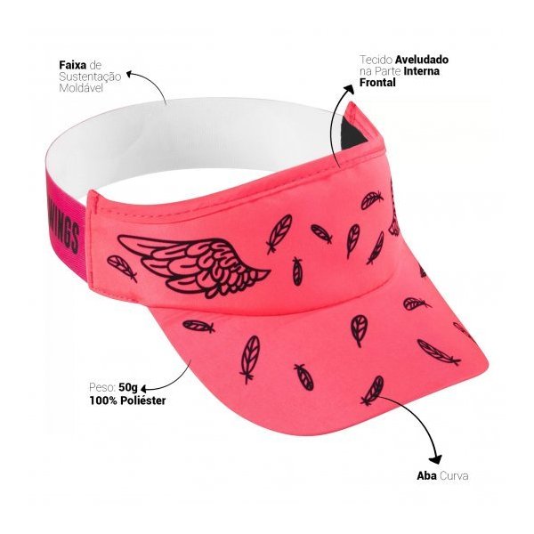 viseira para corrida hupi asas pink 5618