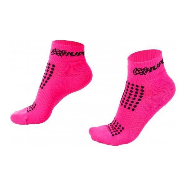 meia para corrida hupi running pro rosa neon curta 2591