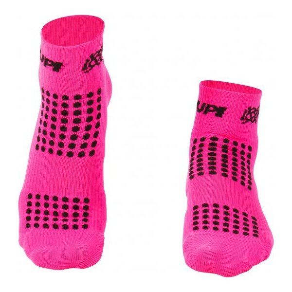 meia para corrida hupi running pro rosa neon curta 2592