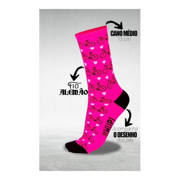 meia hupi rosa love bike 11665