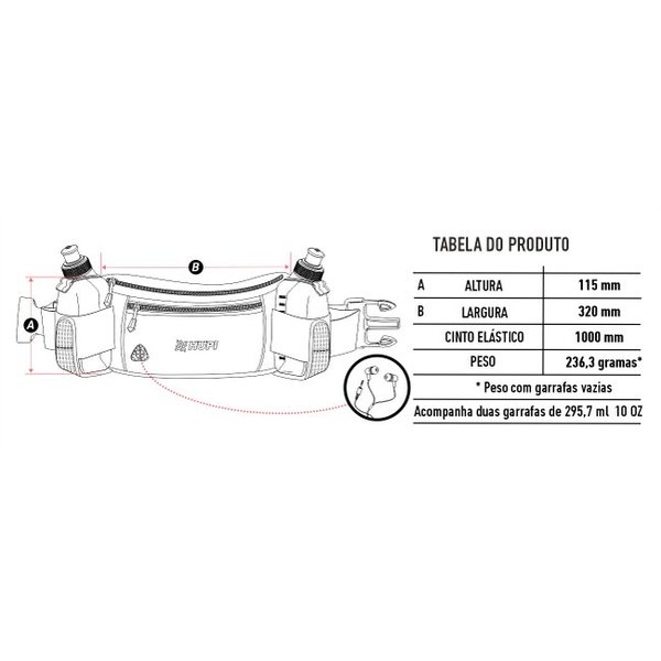 cinto de hidratacao hupi running com 2 garrafas e pochete preto 6536a0a58f3e2