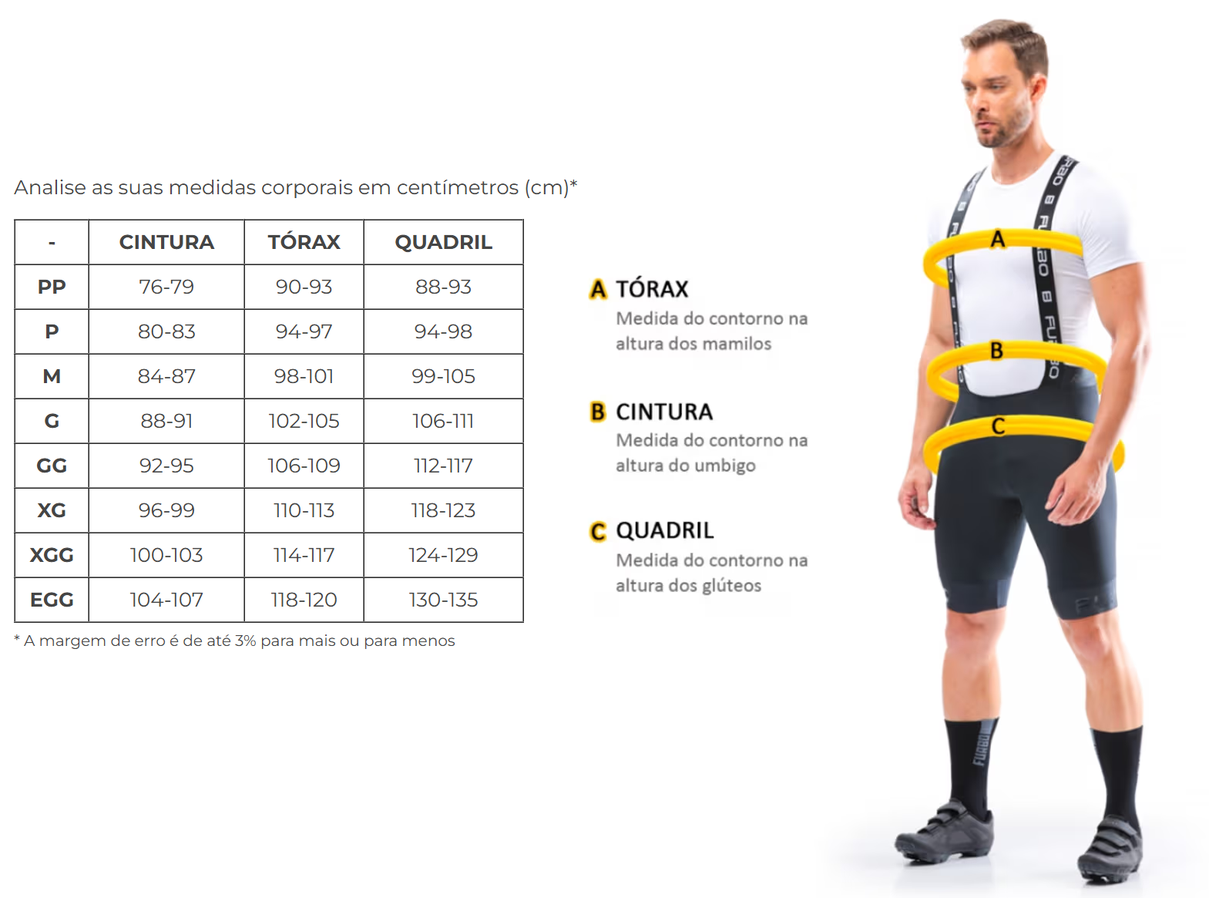 tabela de medida masculina