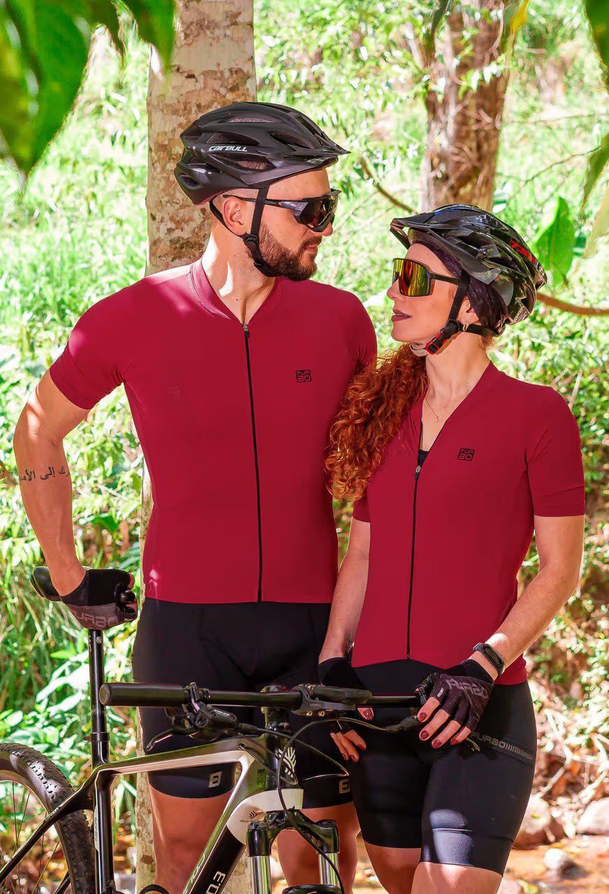 camisa ciclismo furbo masc slim euro poliamida cherry deep red casal