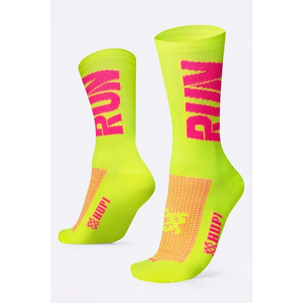 meia de corrida hupi run amarelo neon rosa 68470eea39f33