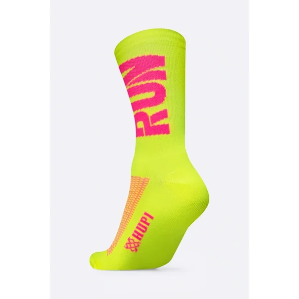meia de corrida hupi run amarelo neon rosa 68470ee84eda6